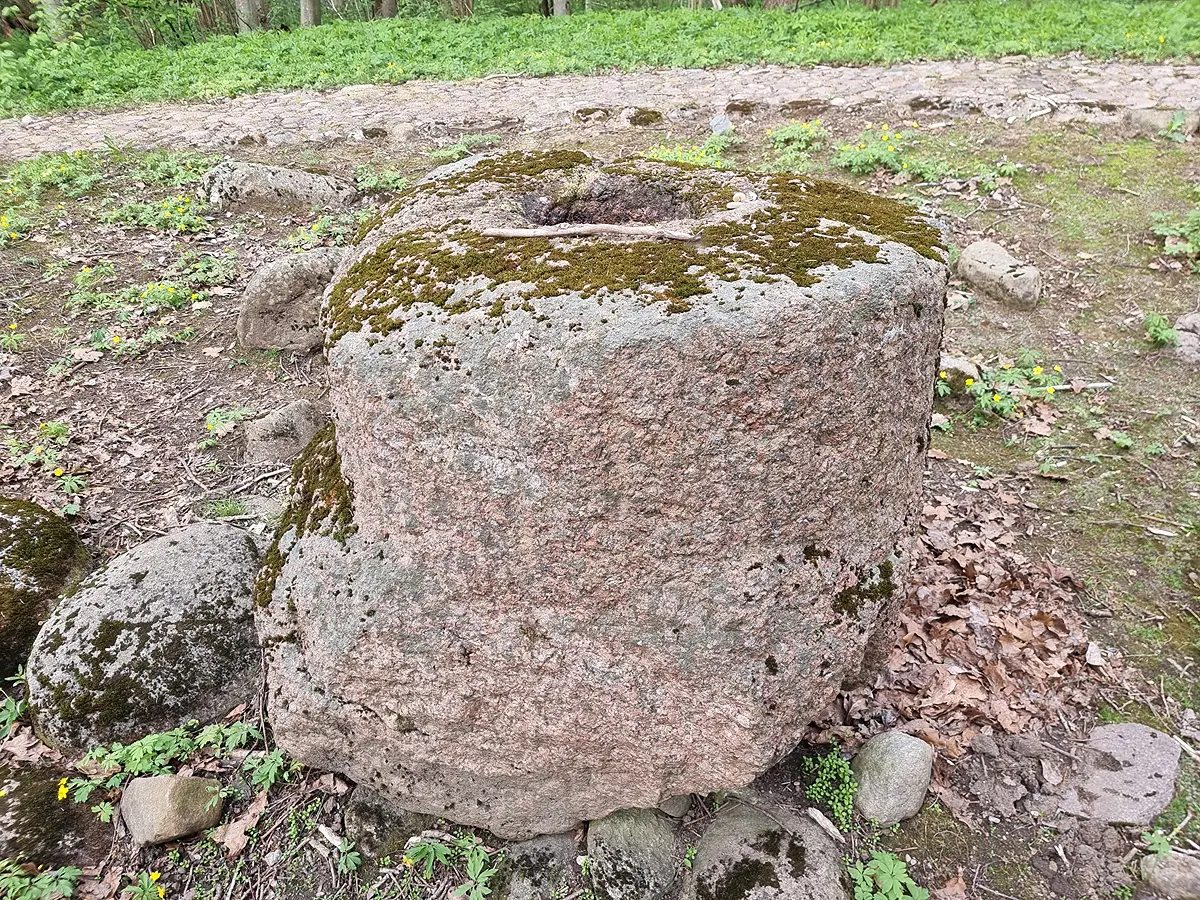 Šilales pirmais dobumakmens, redzamas kaltās rievas. 2026. gada maijs.